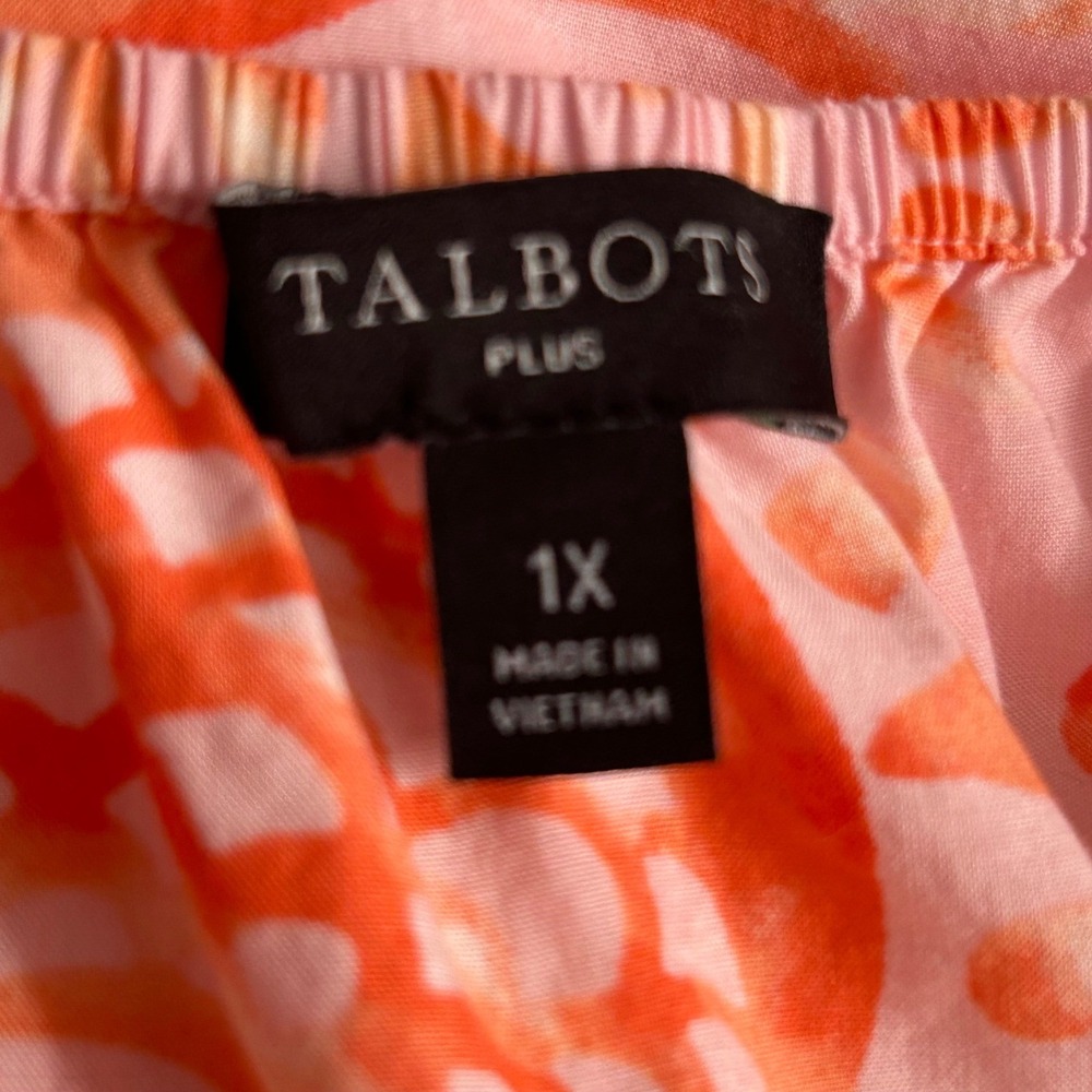 Talbots Crop Floral Top‎ Pink Peach 1X - Picture 6 of 12